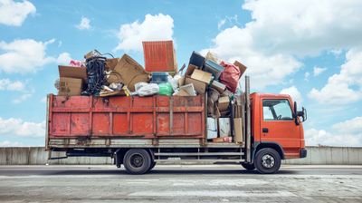 Junk removal and hauling truck loaded in Columbus Ohio