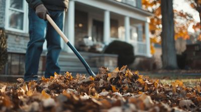 Fall leaf removal on a Columbus Ohio yard